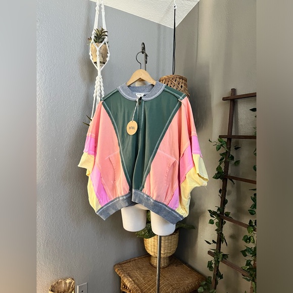 ▫️NEW! Bibi JADE MULTI RAW EDGE VINTAGE WASHED BOMBER JACKET - Picture 7 of 13